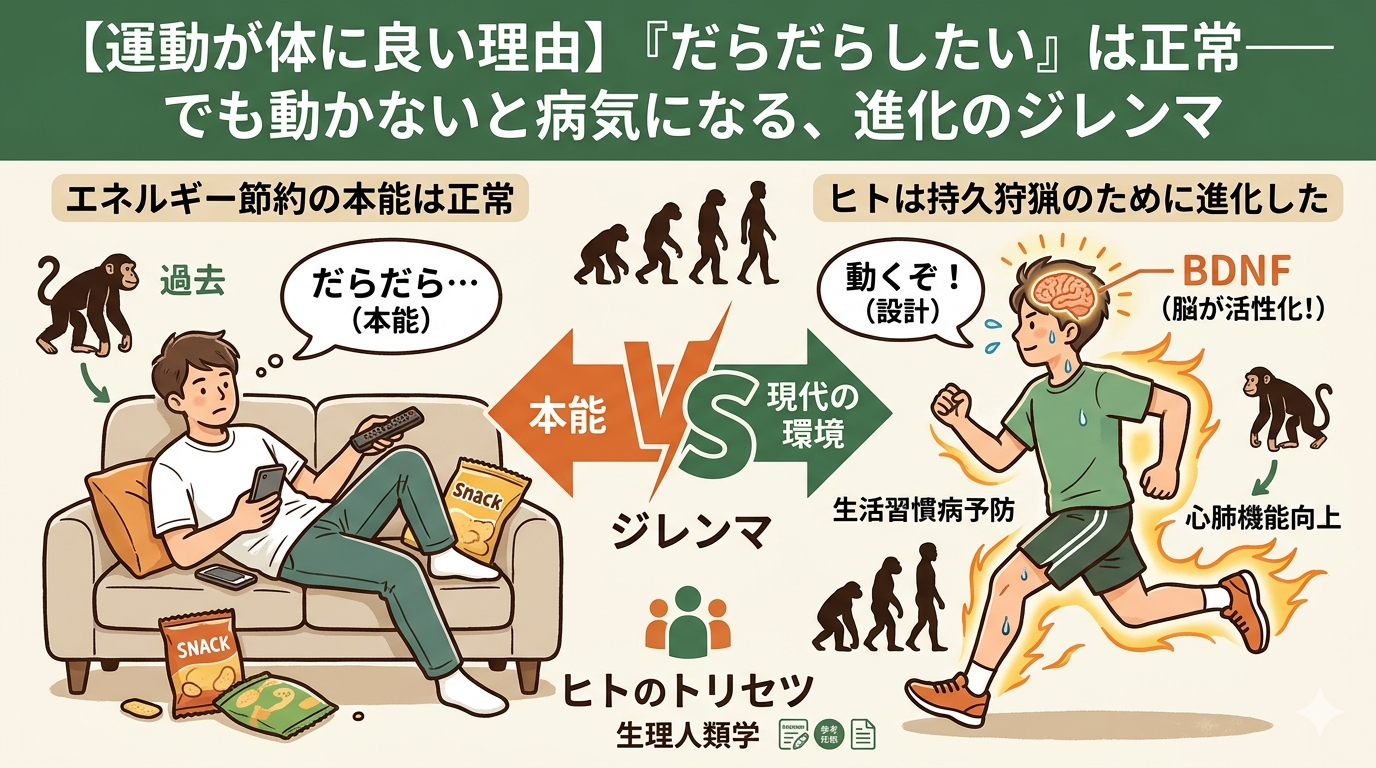 運動が体に良い理由｜「だらだらしたい」は正常——でも動かないと病気になる進化のジレンマ