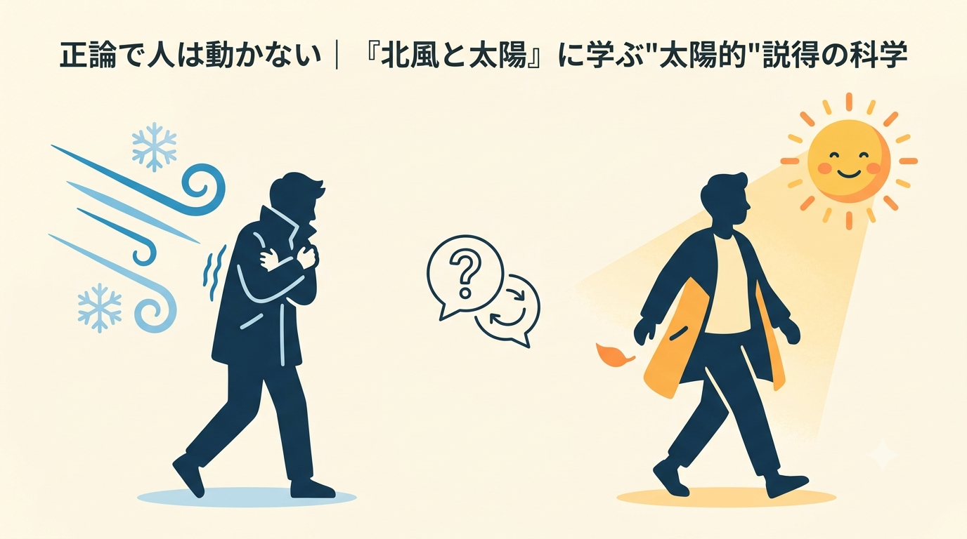 正論で人は動かない｜『北風と太陽』に学ぶ"太陽的"説得の科学