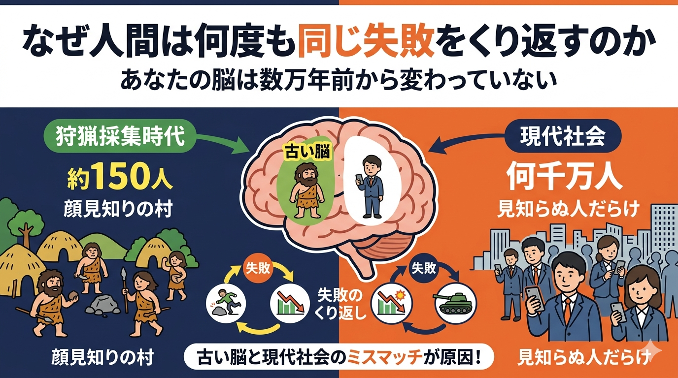 なぜ人間は何度も同じ失敗をくり返すのか｜あなたの脳は数万年前から変わっていない