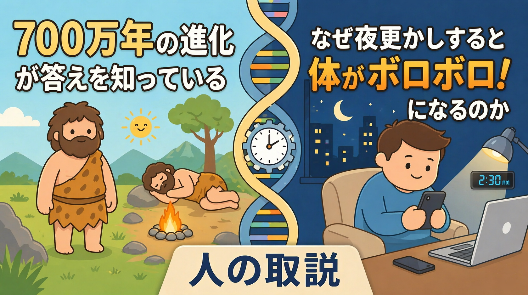 夜更かしで体がボロボロになる３つの理由【700万年の進化が答えを知っている】
