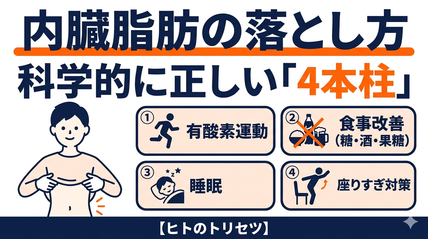 内臓脂肪の落とし方｜科学的に正しい「4本柱」